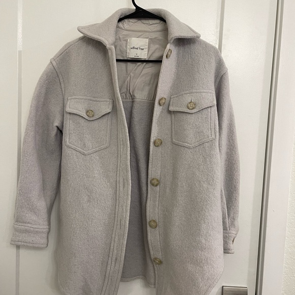 Aritzia Wilfred Free Merino Wool Minimalist Barn Jacket Light Gray Jacket - Picture 4 of 7